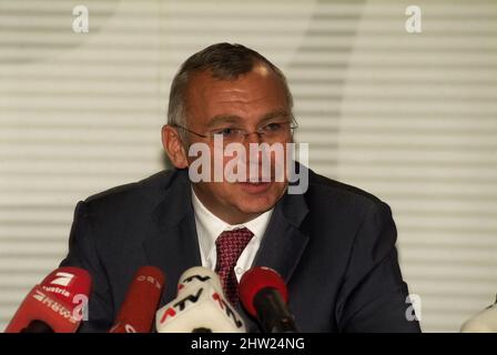 Wien, Österreich. 16. Oktober 2007. Pressekonferenz mit Alfred Gusenbauer (SPÖ). Bundeskanzlerin von Januar 2007 bis Dezember 2008 Stockfoto