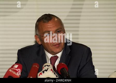 Wien, Österreich. 16. Oktober 2007. Pressekonferenz mit Alfred Gusenbauer (SPÖ). Bundeskanzlerin von Januar 2007 bis Dezember 2008 Stockfoto