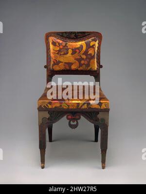 Art Inspired by Side Chair, 1879–82, Made in New York, New York, USA, American, Oak, Polsterung aus Messing und Kunstleder, 35 x 23 7/8 x 21 3/4 Zoll (88,9 x 60,6 x 55,2 cm), Möbel, Herter Brothers (deutsch, aktives New York, 1864–1906), Dies ist eine von mehreren Side, Classic Works modernisiert von Artotop mit einem Schuss Moderne. Formen, Farbe und Wert, auffällige visuelle Wirkung auf Kunst. Emotionen durch Freiheit von Kunstwerken auf zeitgemäße Weise. Eine zeitlose Botschaft, die eine wild kreative neue Richtung verfolgt. Künstler, die sich dem digitalen Medium zuwenden und die Artotop NFT erschaffen Stockfoto