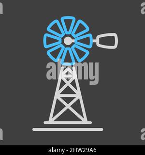 Wind Pumpe Flachbild-Symbol. Landwirtschaft unterzeichnen. Grafik Symbol für Ihre Web site Design, Logo, App, UI. Vector Illustration, EPS 10. Stock Vektor