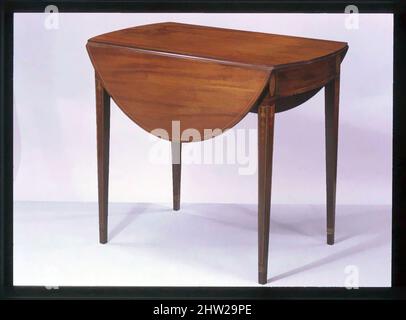 Kunst inspiriert von Drop-Leaf Pembroke Table, ca. 1800, hergestellt in Baltimore, Maryland, USA, Mahagoni, Kiefer, Eiche, 28 1/2 x 32 1/2 x 19 1/2 Zoll (72,4 x 82,6 x 49,5 cm), Möbel, Classic Works modernisiert von Artotop mit einem Schuss Moderne. Formen, Farbe und Wert, auffällige visuelle Wirkung auf Kunst. Emotionen durch Freiheit von Kunstwerken auf zeitgemäße Weise. Eine zeitlose Botschaft, die eine wild kreative neue Richtung verfolgt. Künstler, die sich dem digitalen Medium zuwenden und die Artotop NFT erschaffen Stockfoto