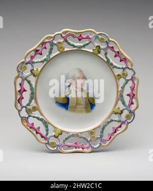 Von Plate inspirierte Kunst, 1770–1800, hergestellt in Bouches-du-Rhône, Marseille, Frankreich, Französisch, Faience, Durchm. 9 Zoll (22,9 cm), Keramik, Pierrette Caudelot Perrin (gestorben 1793, Klassisches Werk, modernisiert von Artotop mit einem Schuss Moderne. Formen, Farbe und Wert, auffällige visuelle Wirkung auf Kunst. Emotionen durch Freiheit von Kunstwerken auf zeitgemäße Weise. Eine zeitlose Botschaft, die eine wild kreative neue Richtung verfolgt. Künstler, die sich dem digitalen Medium zuwenden und die Artotop NFT erschaffen Stockfoto