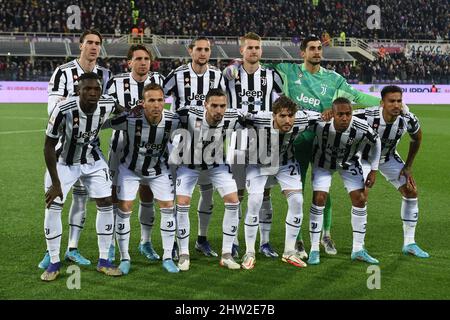 Artemio Franchi Stadium, Florenz, Italien. 2. März 2022. Italien Cup Halbfinale Fußballl, Fiorentina gegen Juventus ; Juventus Starting Lineup Credit: Action Plus Sports/Alamy Live News Stockfoto