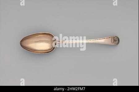 Kunst inspiriert von Spoon, ca. 1787, hergestellt in Boston, Massachusetts, USA, Silber, L. 8 Zoll (20,3 cm), Silver, Paul Revere Jr. (Amerikaner, Boston, Massachusetts 1734–1818 Boston, Massachusetts, Klassisches Werk, das von Artotop mit einem Schuss Moderne modernisiert wurde. Formen, Farbe und Wert, auffällige visuelle Wirkung auf Kunst. Emotionen durch Freiheit von Kunstwerken auf zeitgemäße Weise. Eine zeitlose Botschaft, die eine wild kreative neue Richtung verfolgt. Künstler, die sich dem digitalen Medium zuwenden und die Artotop NFT erschaffen Stockfoto