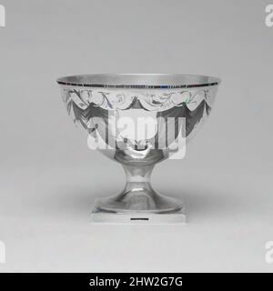 Kunst inspiriert von Punch Bowl, ca. 1846, hergestellt in New York, New York, USA, American, Silver, Insgesamt: H. 5 3/16 Zoll (13,2 cm); Durchm. 6 3/16 Zoll (15,7 cm); 12 oz. 6 dwt. (383,2 g), Silber, Eoff und Phyfe (aktiv ca. 1844–49), oder möglicherweise Einzelhändler Baldwin & Co. (1842–60, Classic Works modernisiert von Artotop mit einem Schuss Moderne. Formen, Farbe und Wert, auffällige visuelle Wirkung auf Kunst. Emotionen durch Freiheit von Kunstwerken auf zeitgemäße Weise. Eine zeitlose Botschaft, die eine wild kreative neue Richtung verfolgt. Künstler, die sich dem digitalen Medium zuwenden und die Artotop NFT erschaffen Stockfoto