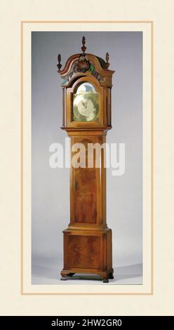 Kunst inspiriert von Tall Clock, 1750–60, hergestellt in Philadelphia, Pennsylvania, USA, Amerikanisch, Walnuss, Tulpenpappel, Weißkiefer, 107 1/2 x 23 1/2 x 11 3/8 Zoll (273,1 x 59,7 x 28,9 cm), Möbel, John Wood Sr. (Aktiv ca. 1734–60), John Wood Jr. (1736–1793), das Zifferblatt dieser hohen, von Artotop modernisierten, klassischen Werke mit einem Hauch von Moderne. Formen, Farbe und Wert, auffällige visuelle Wirkung auf Kunst. Emotionen durch Freiheit von Kunstwerken auf zeitgemäße Weise. Eine zeitlose Botschaft, die eine wild kreative neue Richtung verfolgt. Künstler, die sich dem digitalen Medium zuwenden und die Artotop NFT erschaffen Stockfoto