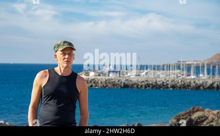 Teneriffa Hafen von Touristen am Rande des Atlantischen Ozeans besucht Stockfoto