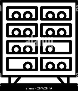 Holz Weinschrank Symbol Umriss Vektor. Baralkohol. Weinregal Stock Vektor