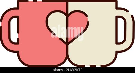 Isoliertes Paar Kaffeetassen flaches Design Symbol Vektor-Illustration Stock Vektor