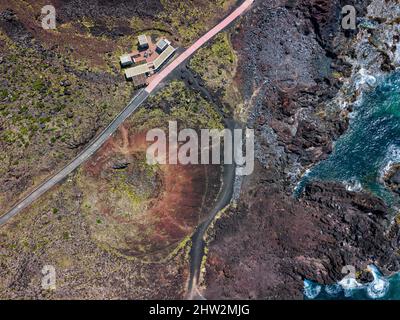 Drohne poiny der Ansicht. Luftaufnahme der abstrakten Fotografie. Landschaft mit schönen Texturen im Hintergrund. Sao Miguel Insel Azoren, Portugal. Kol Stockfoto