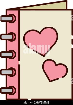 Isoliertes Buch mit Herzen flaches Design Symbol Vektor-Illustration Stock Vektor
