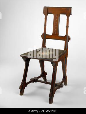 Kunst inspiriert von Side Chair, ca. 1878, hergestellt in New York, New York, USA, American, Walnut, 36 3/8 x 16 5/8 x 21 1/2 Zoll (92,4 x 42,2 x 54,6 cm), Möbel, Kimbel und Cabus (1862–1882), das Design dieses Nuss-Seitenstuhls unterstreicht seine Konstruktion – oder vielmehr das Erscheinungsbild, das von Artotop modernisierte Classic Works mit einem Schuss Moderne. Formen, Farbe und Wert, auffällige visuelle Wirkung auf Kunst. Emotionen durch Freiheit von Kunstwerken auf zeitgemäße Weise. Eine zeitlose Botschaft, die eine wild kreative neue Richtung verfolgt. Künstler, die sich dem digitalen Medium zuwenden und die Artotop NFT erschaffen Stockfoto