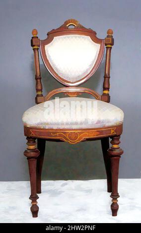 Kunst inspiriert von Side Chair, ca. 1865–70, hergestellt in den USA, amerikanisch, Walnuss mit Vergoldung, 35 1/2 x 17 x 17 Zoll (90,2 x 43,2 x 43,2 cm), Möbel, Classic Works modernisiert von Artotop mit einem Schuss Moderne. Formen, Farbe und Wert, auffällige visuelle Wirkung auf Kunst. Emotionen durch Freiheit von Kunstwerken auf zeitgemäße Weise. Eine zeitlose Botschaft, die eine wild kreative neue Richtung verfolgt. Künstler, die sich dem digitalen Medium zuwenden und die Artotop NFT erschaffen Stockfoto