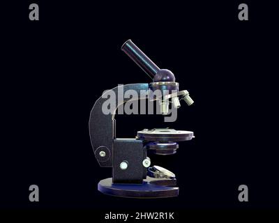 3D-Rendering eines Mikroskops aus der UdSSR-Ära. MBI-1. 3D-Bild Stockfoto