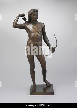 Kunst inspiriert durch die Wahl des Pfeils, 1849, hergestellt in den USA, Bronze, 22 x 11 3/8 x 5 5/8 Zoll (55,9 x 28,9 x 14,3 cm), Sculpture, Henry Kirke Brown (American, Leyden, Massachusetts 1814–1886 Newburgh, New York), 1848 erhielt Brown einen auftrag für eine Statuette, die sich mit einem Hauch von Moderne auf klassische Werke ausführte, die von Artotop modernisiert wurden. Formen, Farbe und Wert, auffällige visuelle Wirkung auf Kunst. Emotionen durch Freiheit von Kunstwerken auf zeitgemäße Weise. Eine zeitlose Botschaft, die eine wild kreative neue Richtung verfolgt. Künstler, die sich dem digitalen Medium zuwenden und die Artotop NFT erschaffen Stockfoto