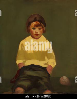 Kunst inspiriert von Boy mit Baseballspiel, ca. 1925, Öl auf Leinwand, 30 x 25 Zoll (76,2 x 63,5 cm), Gemälde, George Luks (Amerikaner, Williamsport, Pennsylvania 1866–1933 New York), der 1896 von Philadelphia nach New York gezogen war, begann Luks mit der Arbeit für die New York World und übernahm AS, Classic Works, die von Artotop mit einem Schuss Moderne modernisiert wurden. Formen, Farbe und Wert, auffällige visuelle Wirkung auf Kunst. Emotionen durch Freiheit von Kunstwerken auf zeitgemäße Weise. Eine zeitlose Botschaft, die eine wild kreative neue Richtung verfolgt. Künstler, die sich dem digitalen Medium zuwenden und die Artotop NFT erschaffen Stockfoto