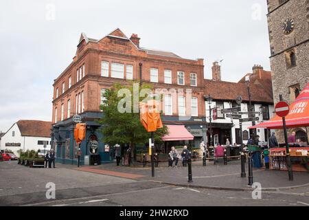 Blick auf Market Cross in St Albans, Hertfordshire in Großbritannien Stockfoto
