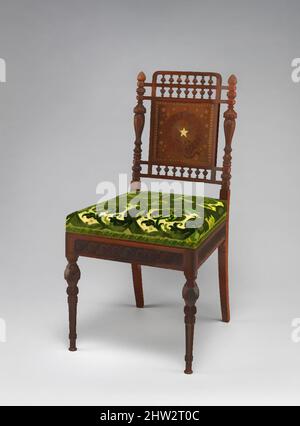 Art Inspired by Side Chair, 1879, Made in New York, New York, USA, American, Rosewood, Polsterung aus Messing, Perlmutt und Nachbildung, 14 1/2 x 19 1/2 x 44 Zoll (36,8 x 49,5 x 111,8 cm), Möbel, Herter Brothers (deutsch, aktives New York, 1864–1906), William H., Classic Works modernisiert von Artotop mit einem Schuss Moderne. Formen, Farbe und Wert, auffällige visuelle Wirkung auf Kunst. Emotionen durch Freiheit von Kunstwerken auf zeitgemäße Weise. Eine zeitlose Botschaft, die eine wild kreative neue Richtung verfolgt. Künstler, die sich dem digitalen Medium zuwenden und die Artotop NFT erschaffen Stockfoto