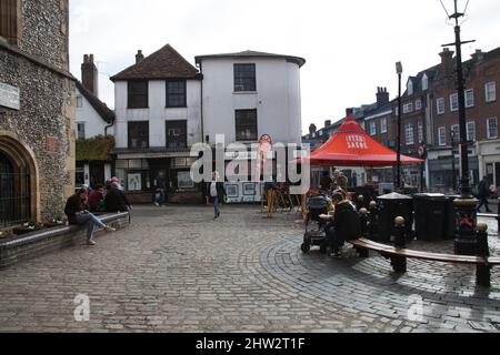 Blick auf Market Cross in St Albans, Hertfordshire in Großbritannien Stockfoto