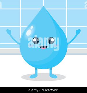 Isolierte glückliche Wassertropfen Cartoon Vektor-Illustration Stock Vektor