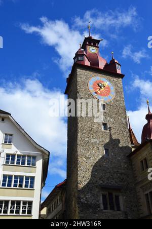 Rathausturm in Luzern, Schweiz Stockfoto