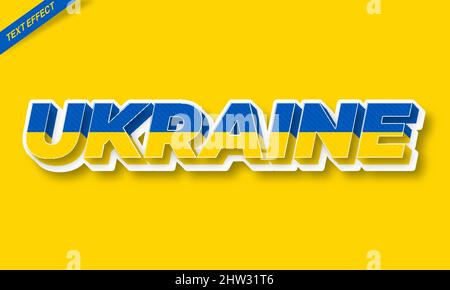 ukraine Flagge Text Effekt Design Stock Vektor