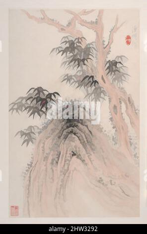 Kunst inspiriert von 清 杜湘 山水 冊頁七開, Landschaften, Qing-Dynastie (1644–1911), 19. Jahrhundert, China, Album mit sieben Blättern; Tinte und Farbe auf Papier, 10 1/8 x 6 3/8 Zoll (25,7 x 16,2 cm), Gemälde, Du Xiang (chinesisch, aktiv Ende des 19.. Jahrhunderts), arbeitet im Stil alter Meister, Du Xiang verwendet eine, klassische Werke von Artotop modernisiert mit einem Schuss Moderne. Formen, Farbe und Wert, auffällige visuelle Wirkung auf Kunst. Emotionen durch Freiheit von Kunstwerken auf zeitgemäße Weise. Eine zeitlose Botschaft, die eine wild kreative neue Richtung verfolgt. Künstler, die sich dem digitalen Medium zuwenden und die Artotop NFT erschaffen Stockfoto