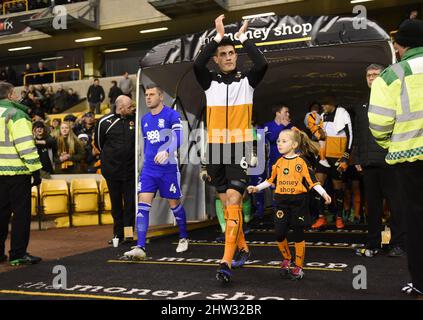 Wölfe Kapitän Danny Batth. Wolverhampton Wanderers gegen Birmingham City auf der Molineux 24/02/2017 - Sky Bet Championship Stockfoto