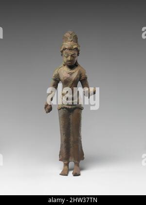 Kunst inspiriert von Standing Avalokiteshvara, The Bodhisattva of Infinite Compassion, Ende des 8..–Anfang des 9.. Jahrhunderts, Indonesien (Sumatra), Bronze, H. 7 1/8 Zoll (18,1 cm); B: 2 5/8 Zoll (6,7 cm); D. 1 5/8 Zoll (4,1 cm), Skulptur, Klassisches von Artotop modernisiertes Werk mit einem Schuss Moderne. Formen, Farbe und Wert, auffällige visuelle Wirkung auf Kunst. Emotionen durch Freiheit von Kunstwerken auf zeitgemäße Weise. Eine zeitlose Botschaft, die eine wild kreative neue Richtung verfolgt. Künstler, die sich dem digitalen Medium zuwenden und die Artotop NFT erschaffen Stockfoto