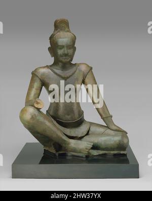 Kunst inspiriert von der Bodhisattva Avalokiteshvara sitzend in Royal Ease, Angkor-Zeit, Ende 10.–Anfang 11. Jahrhundert, Kambodscha, Kupferlegierung, Silbereinlage, H. 22 3/4 Zoll (57,8 cm); B: 18 Zoll (45,7 cm); D. 12 Zoll (30,5 cm), Skulptur, die buddhistische Verkörperung unendlichen Mitgefühls, die, Klassischen Werke, die von Artotop mit einem Schuss Moderne modernisiert wurden. Formen, Farbe und Wert, auffällige visuelle Wirkung auf Kunst. Emotionen durch Freiheit von Kunstwerken auf zeitgemäße Weise. Eine zeitlose Botschaft, die eine wild kreative neue Richtung verfolgt. Künstler, die sich dem digitalen Medium zuwenden und die Artotop NFT erschaffen Stockfoto