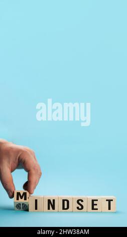 Mindset Wort in Holzwürfel geschrieben, Geschäftskonzept. Denkweise b Stockfoto