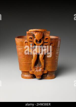 Kunst inspiriert von Doppelvase mit Vogel und Bär, auch bekannt als „Championvase“, Qing-Dynastie (1644–1911), Qianlong-Periode (1736–95), 18. Jahrhundert, China, Rhinoceroshorn, H. 3 3/4 Zoll (9,5 cm); B: 3 1/4 Zoll (8,3 cm); D. 2 3/4 Zoll (7 cm), Horn, der Ursprung dieses Schiffes, oft als ein, Classic Works von Artotop mit einem Schuss Moderne modernisiert. Formen, Farbe und Wert, auffällige visuelle Wirkung auf Kunst. Emotionen durch Freiheit von Kunstwerken auf zeitgemäße Weise. Eine zeitlose Botschaft, die eine wild kreative neue Richtung verfolgt. Künstler, die sich dem digitalen Medium zuwenden und die Artotop NFT erschaffen Stockfoto