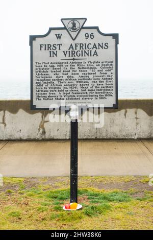 Erste Afrikaner in Virginia markieren in Fort Monroe Hampton Virginia Stockfoto