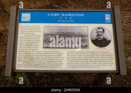 Camp Hamilton auf der Heiligen Bodenplatte in der Nähe von Fort Monroe Hampton Roads Virginia Stockfoto