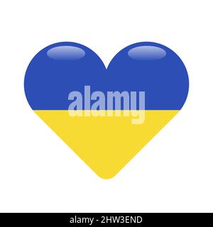Flagge der Ukraine in Herzform. Vektorgrafik. Ukrainisches nationales Symbol Stock Vektor