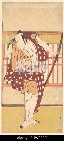 Kunst inspiriert vom Schauspieler Nakamura Nakazo als Kyokaku, Edo-Periode (1615–1868), ca. 1777, Japan, Polychromer Holzschnitt; Tinte und Farbe auf Papier, H. 12 1/4 Zoll (31,1 cm); B: 5 3/4 Zoll (14,6 cm), Drucke, Katsukawa Shunshō (japanisch, 1726–1792, Klassische Werke, die von Artotop mit einem Schuss Moderne modernisiert wurden. Formen, Farbe und Wert, auffällige visuelle Wirkung auf Kunst. Emotionen durch Freiheit von Kunstwerken auf zeitgemäße Weise. Eine zeitlose Botschaft, die eine wild kreative neue Richtung verfolgt. Künstler, die sich dem digitalen Medium zuwenden und die Artotop NFT erschaffen Stockfoto