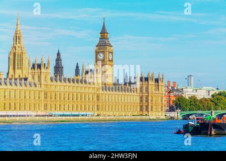 Blick auf Big Ben und Houses of Parliament, London, England, Großbritannien Stockfoto