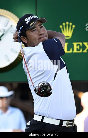 Orlando, Usa. 03. März 2022. Hideki Matsuyama schlägt sich bei der Arnold Palmer Invitational 2022 ab, die am Donnerstag, den 3. März 2022, im Bay Hill Club and Lodge in Orlando, Florida, stattfand. Foto von Joe Marino/UPI Credit: UPI/Alamy Live News Stockfoto