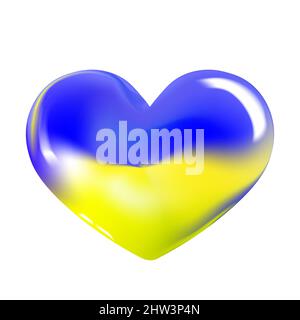 Vektor-Illustration mit Herz in Farben der Ukraine Flagge isoliert auf weißem Hintergrund. Keine Kriegsinschrift. Ukrainische Flagge.Blau und gelb Stock Vektor