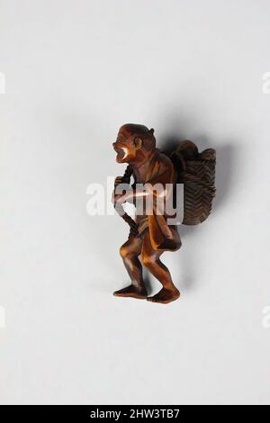 Kunst inspiriert von Netsuke of man Carrying Basket of Fish, 19. Century, Japan, Wood, Netsuke, Klassische Werke, die von Artotop mit einem Hauch von Moderne modernisiert wurden. Formen, Farbe und Wert, auffällige visuelle Wirkung auf Kunst. Emotionen durch Freiheit von Kunstwerken auf zeitgemäße Weise. Eine zeitlose Botschaft, die eine wild kreative neue Richtung verfolgt. Künstler, die sich dem digitalen Medium zuwenden und die Artotop NFT erschaffen Stockfoto