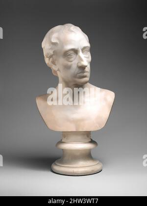 Art inspired by Alexander Pope (1688–1744), late 18. century, British, Marble, confirmed: 21 1/2 × 12 × 9 × 7 5/8 in. (54,6 × 30,5 × 22,9 × 19,4 cm), Skulptur, Joseph Nollekens (British, London 1737–1823 London), nach einem Original von Louis François Roubiliac (britisch (geboren Frankreich, Klassische Werke von Artotop mit einem Schuss Moderne modernisiert. Formen, Farbe und Wert, auffällige visuelle Wirkung auf Kunst. Emotionen durch Freiheit von Kunstwerken auf zeitgemäße Weise. Eine zeitlose Botschaft, die eine wild kreative neue Richtung verfolgt. Künstler, die sich dem digitalen Medium zuwenden und die Artotop NFT erschaffen Stockfoto