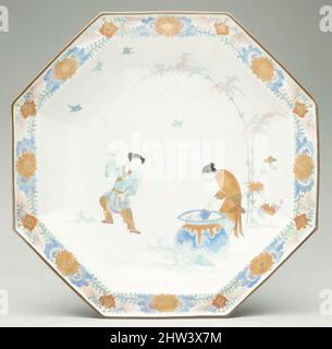 Kunst inspiriert von Dish mit der chinesischen Geschichte von Sima Guang, ca. 1700–1720, japanisch, für den europäischen Markt, Hartporzellan mit farbigen Emaillen über transparenter Glasur bemalt (Hizen-Ware; Kakiemon-Typ), Durchmesser: 9 7/8 Zoll (25,1 cm), Keramik-Porzellan-Export, Sima Guang (1019–1086, von Artotop modernisierte Klassiker mit einem Schuss Moderne. Formen, Farbe und Wert, auffällige visuelle Wirkung auf Kunst. Emotionen durch Freiheit von Kunstwerken auf zeitgemäße Weise. Eine zeitlose Botschaft, die eine wild kreative neue Richtung verfolgt. Künstler, die sich dem digitalen Medium zuwenden und die Artotop NFT erschaffen Stockfoto