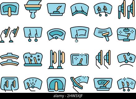 Symbole für Windschutzscheibenwischer setzen den Umrissvektor Blade Car. Windschutzscheibe des Fahrzeugs Stock Vektor