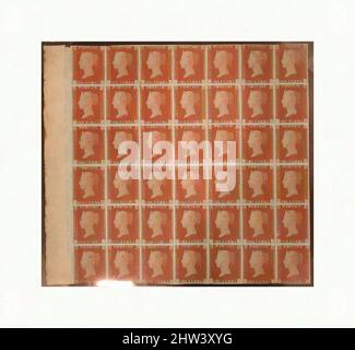 Kunst inspiriert von ungebrauchten Block von 42 'Penny Red-Brown'-Briefmarken der Königin Victoria, ausgestellt am 10. Februar 1841, britische, Gravur gedruckt in rot-brauner Tinte auf Papier, 5 3/4 × 6 1/8 Zoll (14,6 × 15,6 cm), nach einem Entwurf von William Wyon (British, Birmingham 1795–1851 Brighton, Classic Works modernisiert von Artotop mit einem Schuss Moderne. Formen, Farbe und Wert, auffällige visuelle Wirkung auf Kunst. Emotionen durch Freiheit von Kunstwerken auf zeitgemäße Weise. Eine zeitlose Botschaft, die eine wild kreative neue Richtung verfolgt. Künstler, die sich dem digitalen Medium zuwenden und die Artotop NFT erschaffen Stockfoto