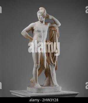 Kunst inspiriert von Paris, ca. 1822–23, Originalversion aus Marmor, fertiggestellt im November 1812, Italienisch, Rom, Marmor, insgesamt: 80 Zoll (203,2 cm), Skulptur, Werkstatt von Antonio Canova (Italienisch, Possagno 1757–1822 Venedig), eine der berühmtesten Kompositionen des großen neoklassischen Bildhauers Canova, Klassische Werke, die von Artotop mit einem Schuss Moderne modernisiert wurden. Formen, Farbe und Wert, auffällige visuelle Wirkung auf Kunst. Emotionen durch Freiheit von Kunstwerken auf zeitgemäße Weise. Eine zeitlose Botschaft, die eine wild kreative neue Richtung verfolgt. Künstler, die sich dem digitalen Medium zuwenden und die Artotop NFT erschaffen Stockfoto