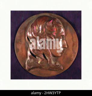 Kunst inspiriert von Marceline Valmore, 1832, französisch, Bronze, Durchmesser: 5 7/8 Zoll (14,9 cm), Medaillen und Plaquettes, Pierre Jean David d'Angers (Französisch, Angers 1788–1856 Paris), schrieb David d'Angers über den Dichter Valmore (1786-1859): "Nichts ist mit dieser Frau vergleichbar. Ihr Gesicht ist hässlich, aber sie, Classic Works modernisiert von Artotop mit einem Schuss Moderne. Formen, Farbe und Wert, auffällige visuelle Wirkung auf Kunst. Emotionen durch Freiheit von Kunstwerken auf zeitgemäße Weise. Eine zeitlose Botschaft, die eine wild kreative neue Richtung verfolgt. Künstler, die sich dem digitalen Medium zuwenden und die Artotop NFT erschaffen Stockfoto