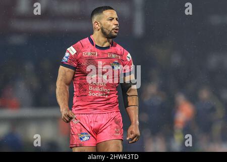 Wakefield, Großbritannien. 03. März 2022. Kruise Leeming von Leeds Rhinos während des Spiels in Wakefield, Vereinigtes Königreich am 3/3/2022. (Foto von Mark Cosgrove/News Images/Sipa USA) Quelle: SIPA USA/Alamy Live News Stockfoto