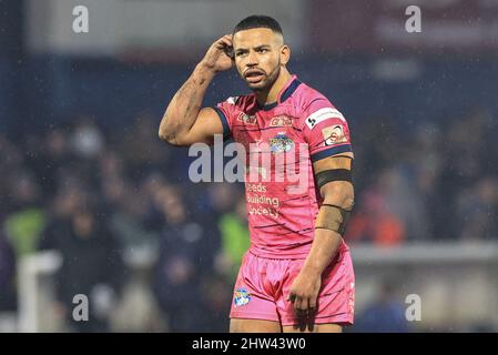 Wakefield, Großbritannien. 03. März 2022. Kruise Leeming von Leeds Rhinos während des Spiels in Wakefield, Vereinigtes Königreich am 3/3/2022. (Foto von Mark Cosgrove/News Images/Sipa USA) Quelle: SIPA USA/Alamy Live News Stockfoto