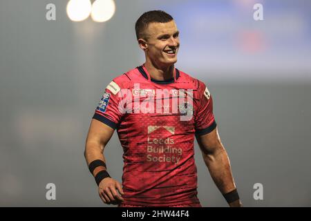 Wakefield, Großbritannien. 03. März 2022. Ash Handley von Leeds Rhinos während des Spiels in Wakefield, Vereinigtes Königreich am 3/3/2022. (Foto von Mark Cosgrove/News Images/Sipa USA) Quelle: SIPA USA/Alamy Live News Stockfoto