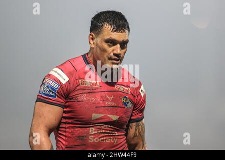 Wakefield, Großbritannien. 03. März 2022. Zane Tetevano von Leeds Rhinos während des Spiels in Wakefield, Vereinigtes Königreich am 3/3/2022. (Foto von Mark Cosgrove/News Images/Sipa USA) Quelle: SIPA USA/Alamy Live News Stockfoto